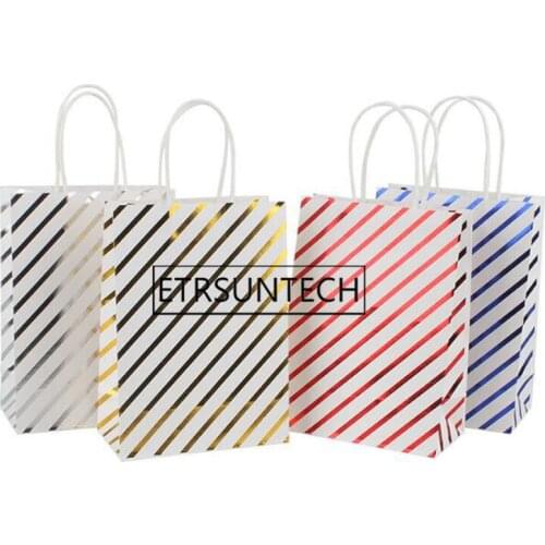 300pcs Striped Star Gift Bag Paper Handbags for Kids Birthday Party Decoration Dessert Candy Snack Cookie Bag