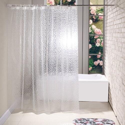 Transparent Shower Curtain Waterproof Plastic Clear Bath Curtains Luxury Liner Bathroom Mildew Resistant PEVA with Hooks