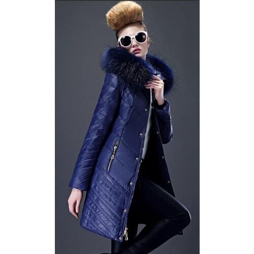 Womens Winter European Top New Long Down Warm Parka Coat Slim Ladies Casual Jacket With Raccoon Nagymaros collar YYJ0008