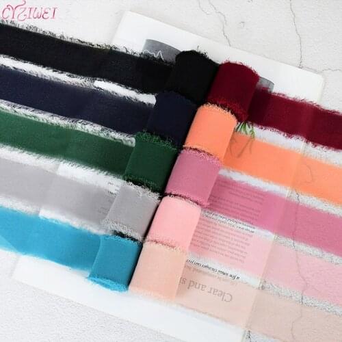 3.8cm Frayed Edged Chiffon Silk Ribbon Real Pure Silk Ribbon Embroidery Satin Cotton Raw Edge DIY Handcrafts Wedding Party Decor