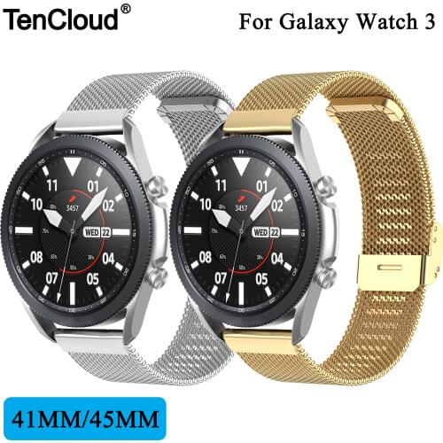 Replacement Band For Samsung Galaxy Watch 3 Metal Strap For Galaxy Watch Active 3 Bracelet Stainless Steel Loop 20/22 Universal