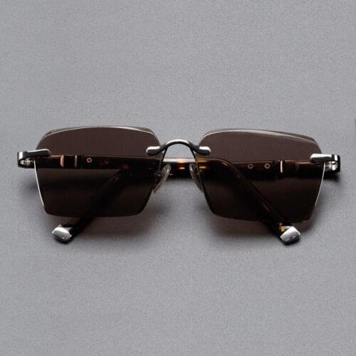 Natural Crystal Stone Sunglasses Woman Rimless Glass Sun Glasses Man Vintage High Quality Metal Acetate Frame UV400 Anti Scratch