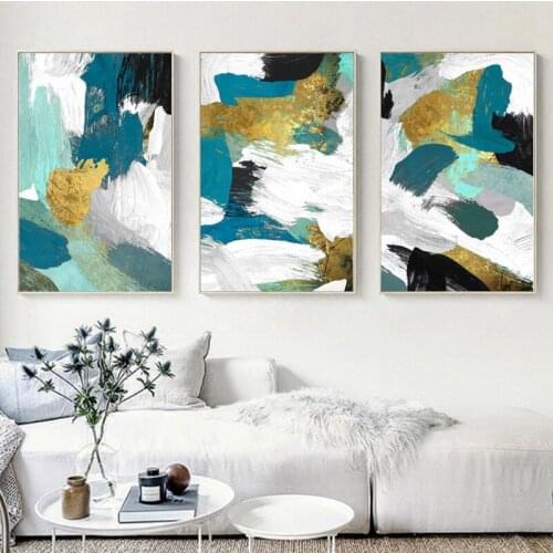 Spray Color Creativity Abstract Water Geometry Blue Ocean Line Landscape Canvas Painting Wall Picture Poster Living Room Decor