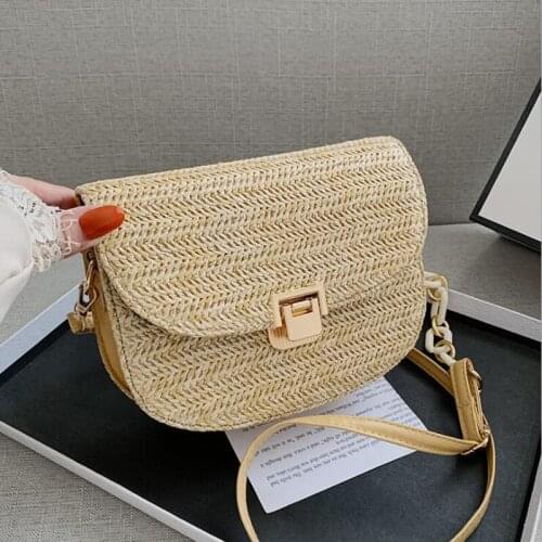 Fashion Woven Straw Crossbody Bags For Women 2021 New Summer Shoulder Bag Small Handbags Designer Ladies Travel Messenger Bags