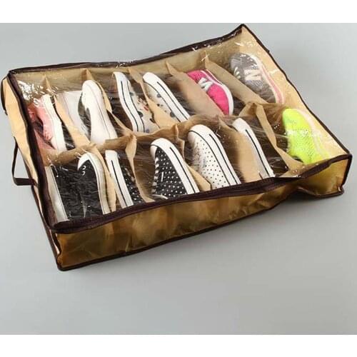 12 cells Dustproof Shoes Storage Bag Under Bed Shoe Organizer moisture-proof Shoe Storage Containers