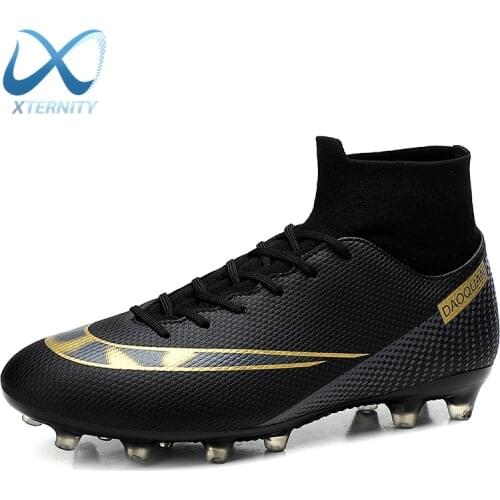 Hot Sale High Ankle Soccer Shoes Outdoor Non-Slip FG/TF Football Boots Large Size Ultralight Soccer Cleats Football Sneakers Men