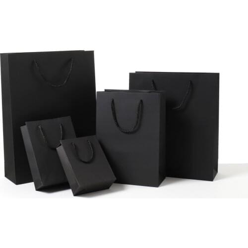 Vertical black kraft paper bag with handle wedding party birthday holiday gift bag DIY multifunctional fashion packaging bag