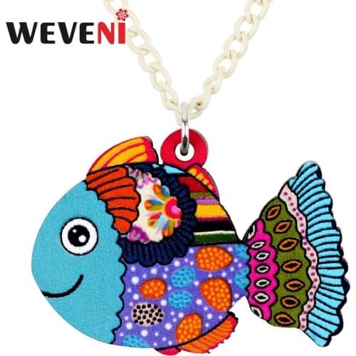 WEVENI Acrylic Anime Floral Fish Necklace Pendant Chain Collar Ocean Bijoux Jewelry For Women Girls Female Kids Gift Dropship