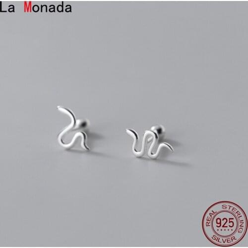 La Monada Women Silver Earrings Small Snake Design Stud Silver 925 Jewelry Woman Minimalist Earrings For Women Silver 925 Girls