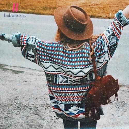 2020 Autumn Winter Vintage Women Fashion Long Sleeve Sweater Female Clothing O-neck Slim Knitted Soft Jumper Color Striped Top