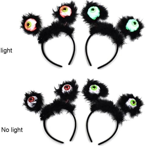 ZLJQ 3pcs/bag Halloween Decoration Party Headgear Headband Luminous Eyeball Ball Funny Led Luminous Party Props Navidad Decor