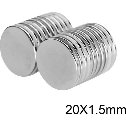 10~100pcs 20x1.5 mm Thin Neodymium Strong Magnets Permanent Round Magnet sheet 20x1.5mm Powerful Magnetic Disc magnet 20*1.5 mm
