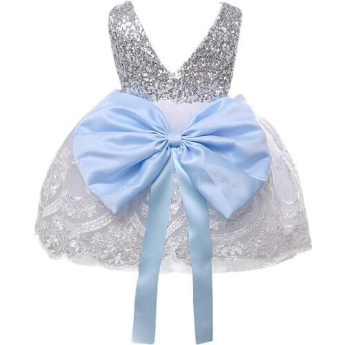 2018 Flower Girls Flower Dress Children Girl Sleeveless Birthday Party Big Bowknot Dress Baby Sequins piano Princess Bow Clothes