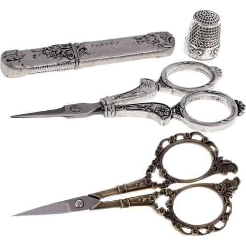 4Pcs Sewing Tool Kit Sewing Tools Set Includes Embroidery Scissors & Metal Needle Case & Thimble for Quilting, Craft, Needlework
