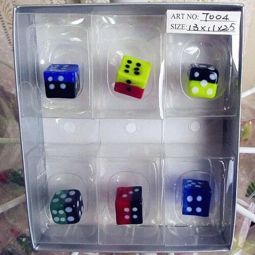 6pcs Murano custom Multicolor glass cube shape high quality Home Decoration Crafts Gifts hand blown glass dice model ornaments