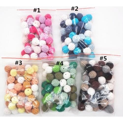 Chenkai 50pcs 16mm 20mm Knitting Crochet Wooden Beads Balls DIY baby pacifier Dummy teether jewelry Sensory Toy Accessroies
