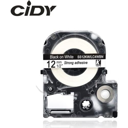 CIDY 30Pcs SS12KW LC4WBN LC-4BWN Compatible For Epson/KingJim LW-300 LW-400 Black on White laminated label ribbon cassette
