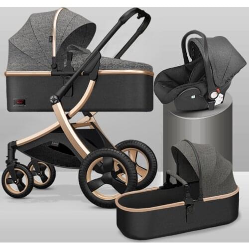 Baby Stroller 3 in 1 Portable Folding Two-Way High-View Newborn Children Bb Baby Stroller for Armchair