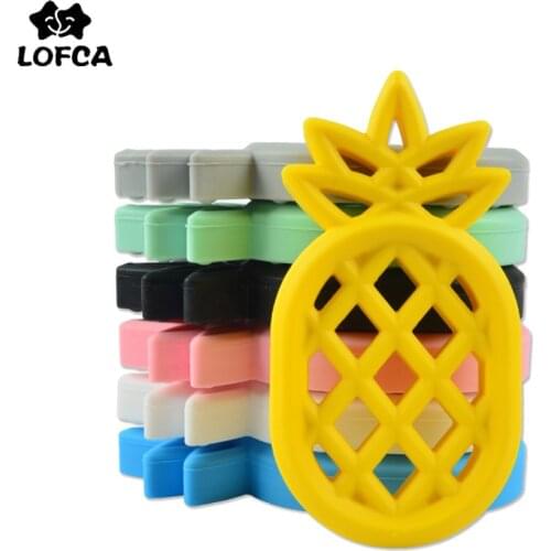 LOFCA Pineapple Baby Silicone Teether Food Grade Silicone BPA Free Baby Shower Gifts Cartoon Fruit BPA Free beads