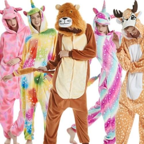 DHL or fedex 20pcs/lot Flannel adult Animal Unicorn Pajamas Women Cosplay Pyjama Homewear Sleepwear