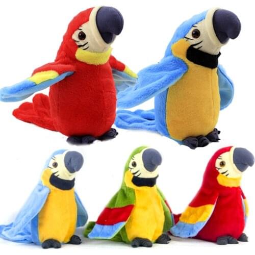 Electric Talking Parrot Plush Toy Cute Talking Record Repeats What You Say Children Toy Kids Birthday Gift Parrot Plush Toy