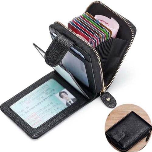 2021 New Fashion Unisex Business Leather Wallet Id Credit Card Holder Name Cards Case Pocket Organizer Money Phone Coin Bag