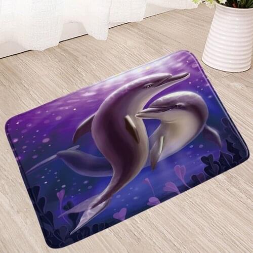 Ocean Animal Bath Mat Toilet Shower Bathroom Rugs Dolphin Turtle Kitchen Carpet Front Door Pad Home Decor Non-Slip Doormat Mats