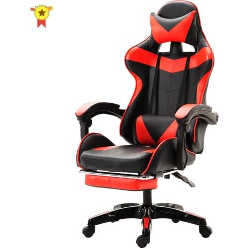 Wcg Gaming Chair PVC Household Armchair Ergonomic Computer Chair Office Chairs Lift and Swivel Function Adjustable Footrest