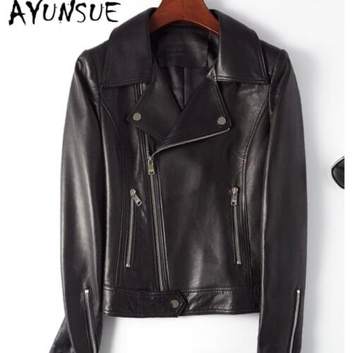 AYUNSUE Real Sheepskin Jacket Women Genuine Leather Jackets famale Short Korean Cool Womans Clothes Chaqueta Piel Mujer SQQ16