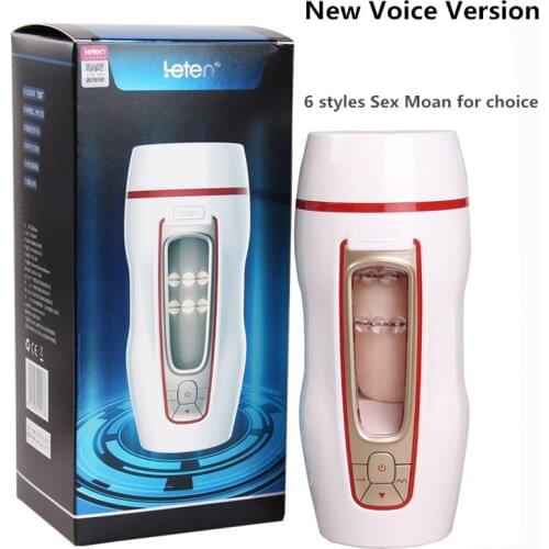 Leten Male Masturbator Sex Moan Voice Automatic Pussy Cup Pocket Artificial Vagina Masturbation Sex Toy For Men Sex Machine Doll