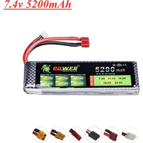 Lion Power 7.4V 5200mAh Lipo Battery 30C 2S Battery 2S LiPo 7.4 V 5200 mAh 30C 2S 1P Lithium-Polymer Batterie For RC car