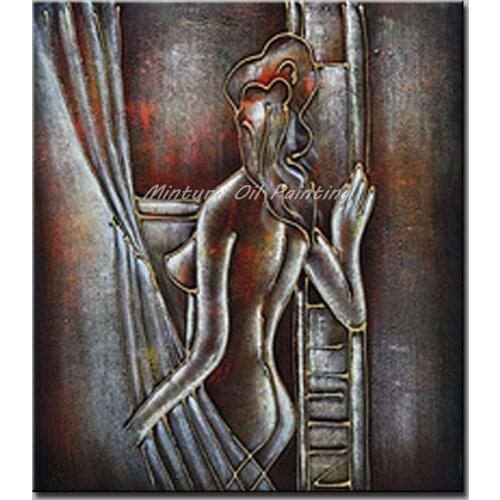 Free Shipping Modern Home Decor Hand Painted Wall Art Sexy Naked Women Abstract Oil Painting On Canvas For Living Room 60x70cm