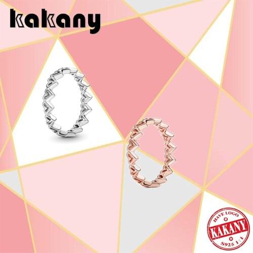 Fashion High Quality 100% S925 Sterling Silver Love Heart-shaped String Ring Original Diy Jewelry Suitable For Women