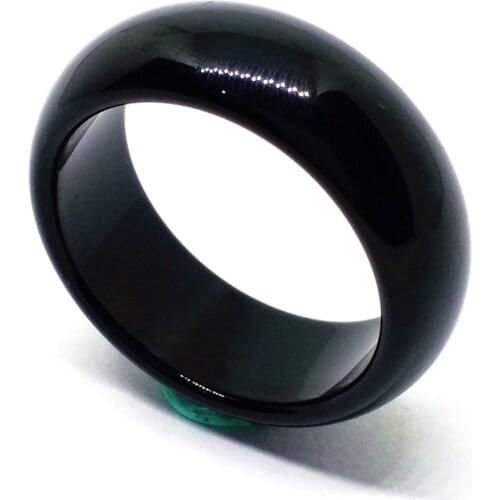 Mens Jade Natural Vintage Black Rings Ruby Stone Women Agate Gemstone Fine Jewelry Band 19MM Aneis Masculino Wedding Gift