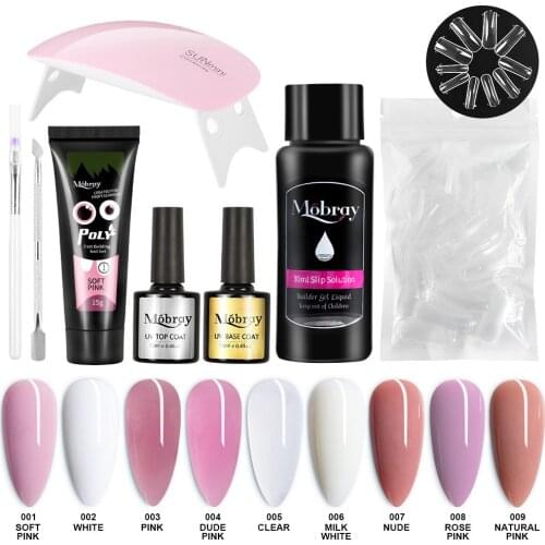 Nail Art Set Builder Gel For Extension Gel Set UV Led Lamp with Nail Tips Acrylic Poly UV Gel Nail Supplies For Professionals