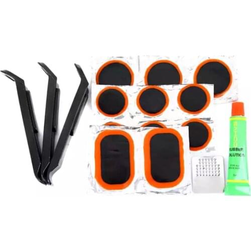 Bicycle tire repair kit mountain bike repair tools multi functional repair film tire glue rubber strip tool box blue