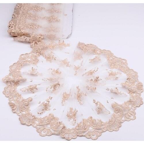New 2Yards/Lot Gold High Quality Lace Trim Embroidery Lace Fabric Mesh Lace Ribbon Tulle Guipure Cord Lace Sewing DIY Doll Cloth
