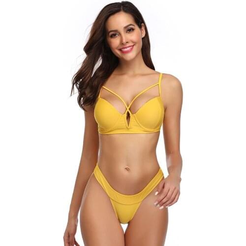 2020 new ladies split fashion sexy underwear set solid color yoga sports bra bikini set fitness sportswear swimwear