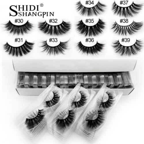 Wholesale natural long bulk faux mink lashes 3d soft fluffy false eyelashes 10 pairs handmade fake lash makeup faux cils