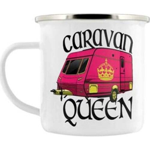 Stainless Steel Camping Coffee Mug Gift Caravan Queen Enamel Birthday Christmas Outdoors Metal Enamel Campfire Cup