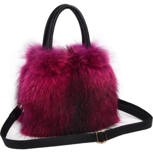 Luxury Real Fox Fur Women Handbags Genuine Leather Newest Party Multicolour Bags Fox Fur Ladies Shoulder Bag Gift Crossbody Bag