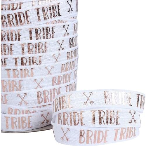 Rose gold foil printing bridal bride tribe team bride fold over elastic