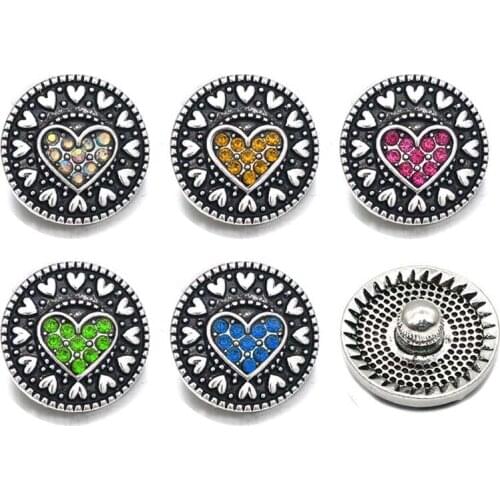 Heart w429 3D 18mm 20mm metal snap button for Bracelet Necklace Interchangeable Jewelry Women accessorie findings