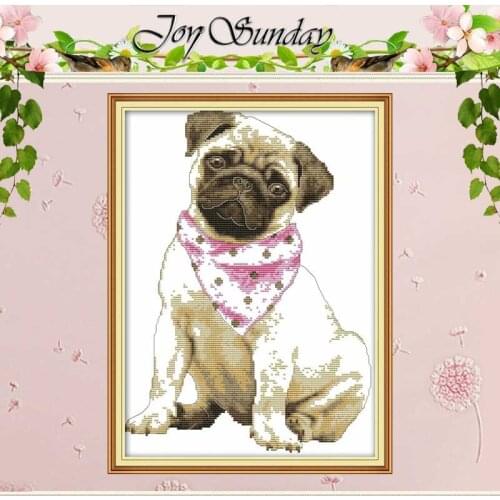 A dog With A Red Scarf Counted Cross Stitch 11CT 14CT Cross Stitch Set DIY Animals Cross-stitch Kit Embroidery Needlework