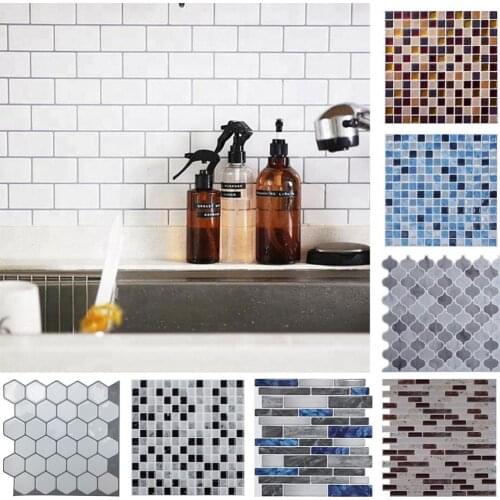 Waterproof Wall Sticker Anti-oil Removable Tile Decor Mosaic Brick Tile Wall Sticker Kitchen Bathroom DIY Decor Mosaic Design
