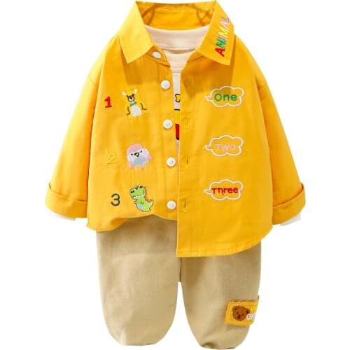 High Quality Fashion Spring And Autumn Kids Boys Long-sleeved Cartoon Jacket And Casual Trousers Clothing Sets