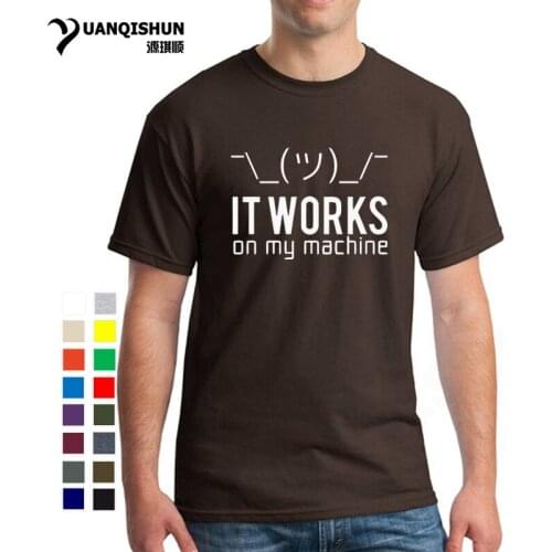 Funny Birthday Gifts for Huaband Boyfriend Men It Works on my machine short sleeve Cotton Computer Programmer T shirt T-shirt