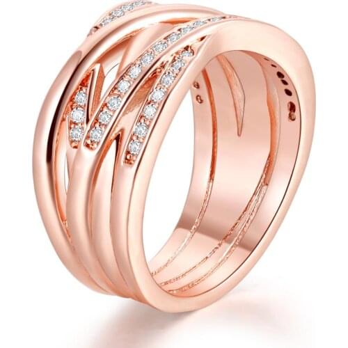 Entwined Ring Rose & Clear CZ Woman Rings For Jewelry Making 925 Original Silver Jewelry Make Up Woman Gift Ring