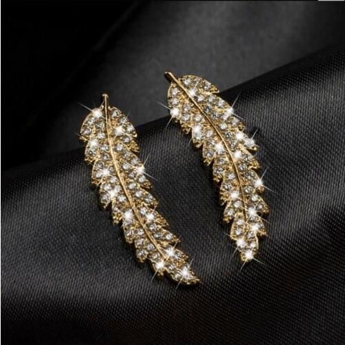 Jewelry Luxury Alloy Unique Wheat Stud Earrings for Women Dazzling Wheat Tree Leaves Zircon Earrings Pendant Gift Accessories