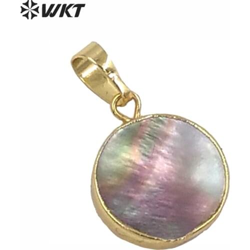 WT-P967 Charm Pearl Round Pendant Wholesale Pearl Jewelry, Size 15mm Black Pearl Pendant with 24k Gold Electroplated